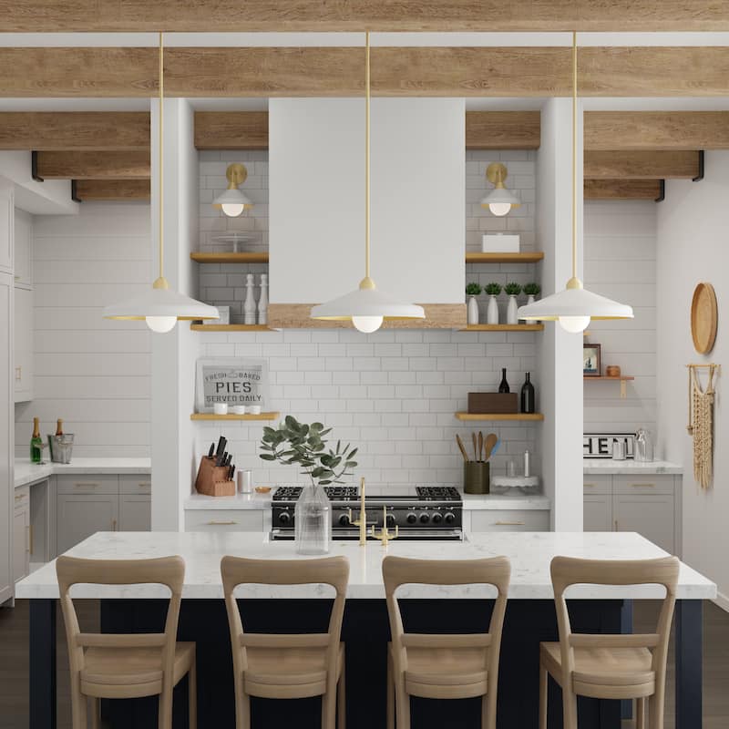 Lumanity Brooks Matte White 18" Adjustable Barn Light Pendant - 18'' D x 18'' W x 6'' H