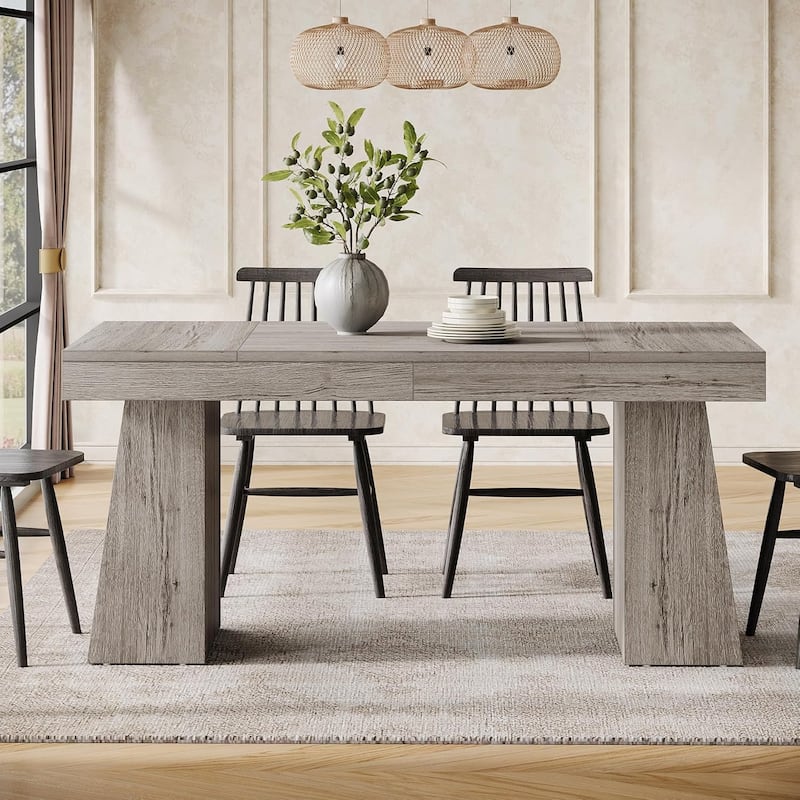 55 Inches Dining Table for 4-6, Rectangular Dining Room Table with Sturdy Legs