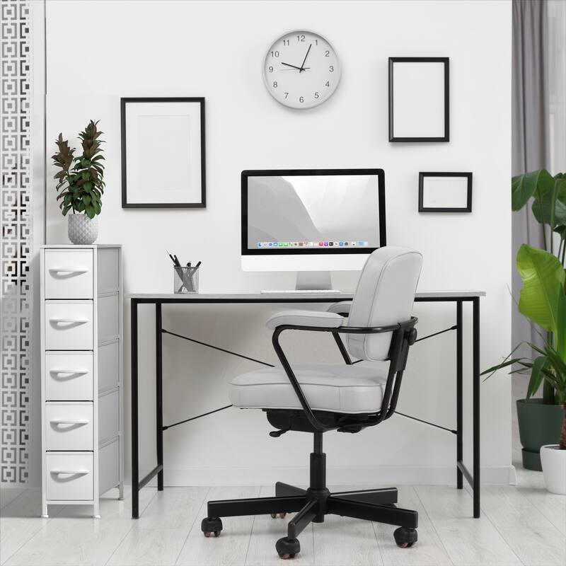 Sorbus Narrow Dresser with 5 Drawers - Vertical Slim Storage Chest of Drawers with Steel Frame, Wood Top & Easy Pull Fabric Bins