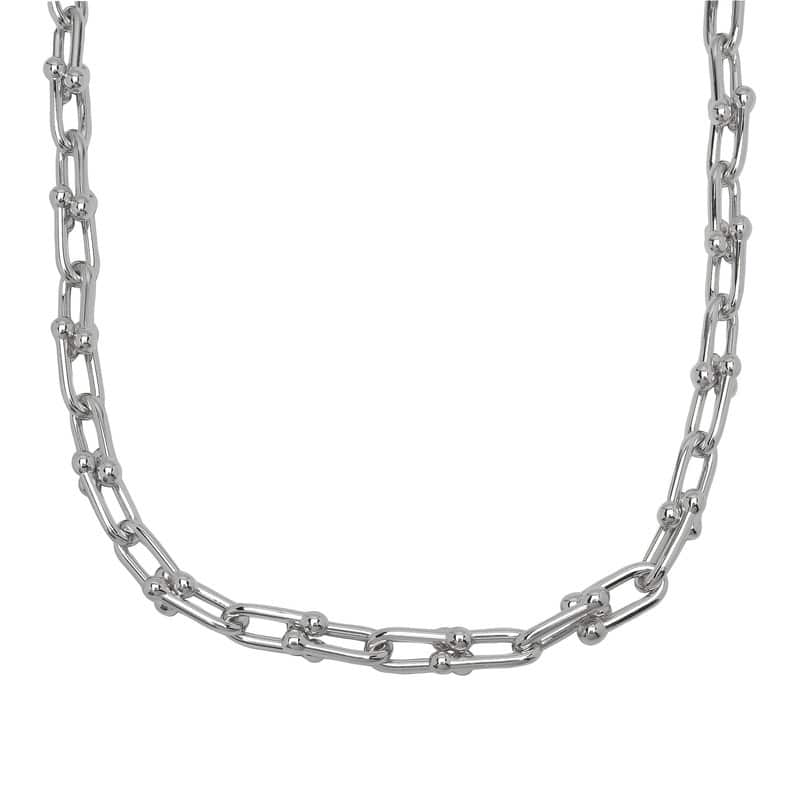 Victoria Townsend Silver Plated Thick Ball Paperclip Link Chain Necklace