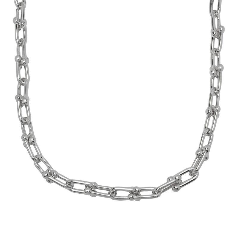 Victoria Townsend Silver Plated Thick Ball Paperclip Link Chain Necklace - 18 Inch - White