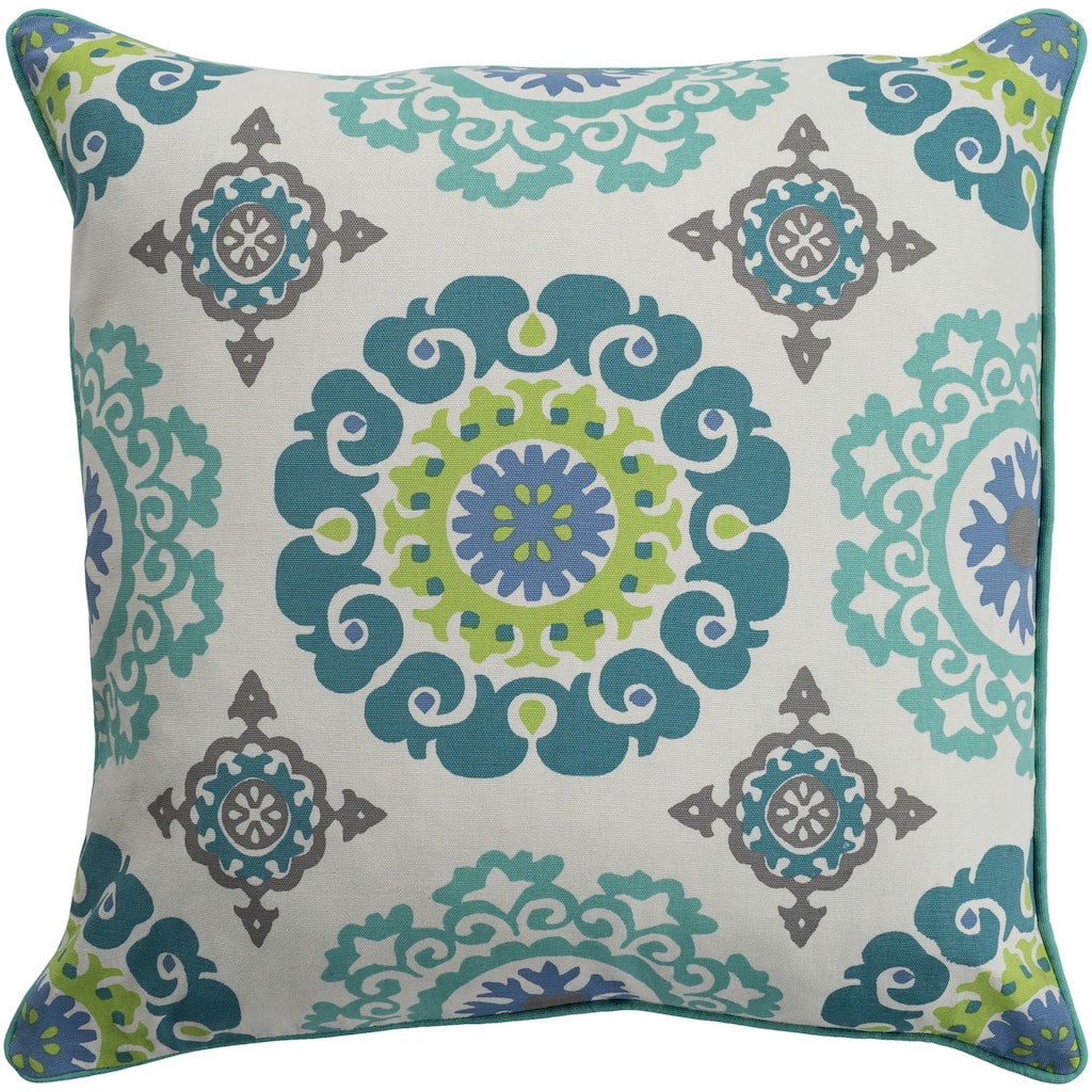 Jacquelyn Medallion Modern Mint Feather Down or Poly Filled Throw Pillow 18-inch