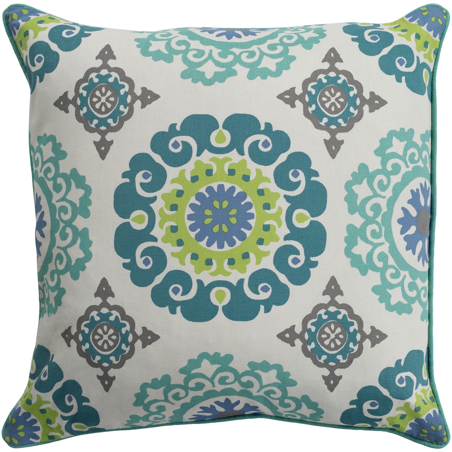 Jacquelyn Medallion Modern Mint Feather Down or Poly Filled Throw Pillow 18-inch