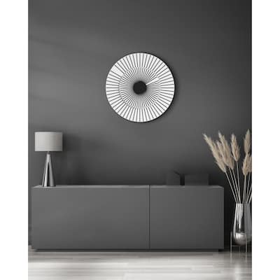 Round Rotating Wall Clock - 20" - White and Black