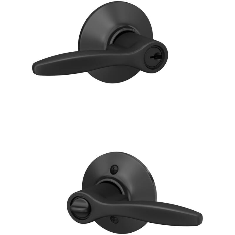 Schlage F51A-DEL Delfayo Single Cylinder Keyed Entry Door Lever Set - Matte Black