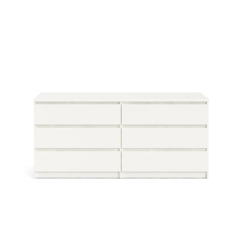 6-Drawer Double Dresser, Storage Cabinet with Solid Wood Handle for Bedroom, Living Room