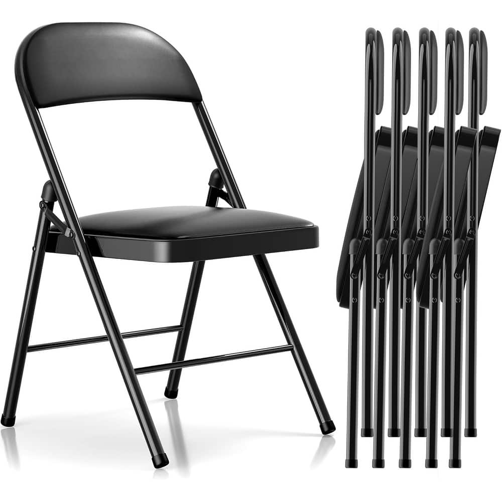 Folding Chairs with Padded Seats - PU Leather Foldable Chair for Home and Office, Indoor and Outdoor Events