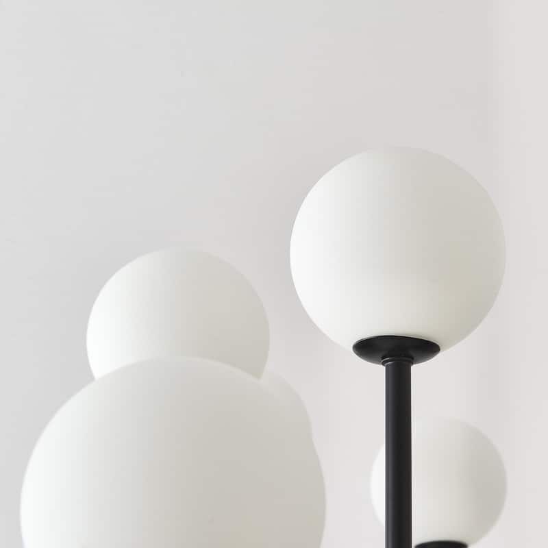 16 Lights Black Sputnik Chandelier 49in Modern Chandelier Mid Century Chandelier with Milk Glass Globe Shades - 36.61