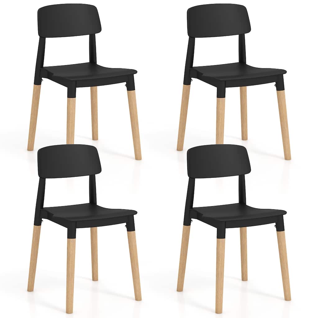 Set of 4 Sleek and Comfortable Dining Chairs with Ergonomic Design and Solid Beech Wood Legs - 19.5"L x 17"W x 30"H