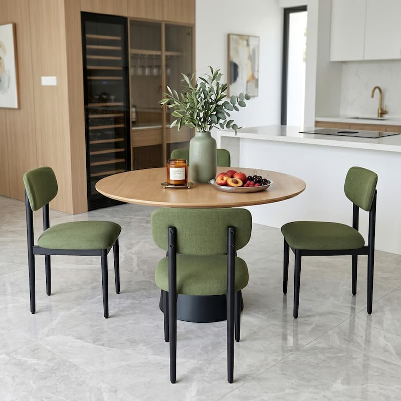 Modern Upholstered Dining Chair with Solid Wood Legs Side Chair for Kitchen Dining Room Living Room (Set of 2)
