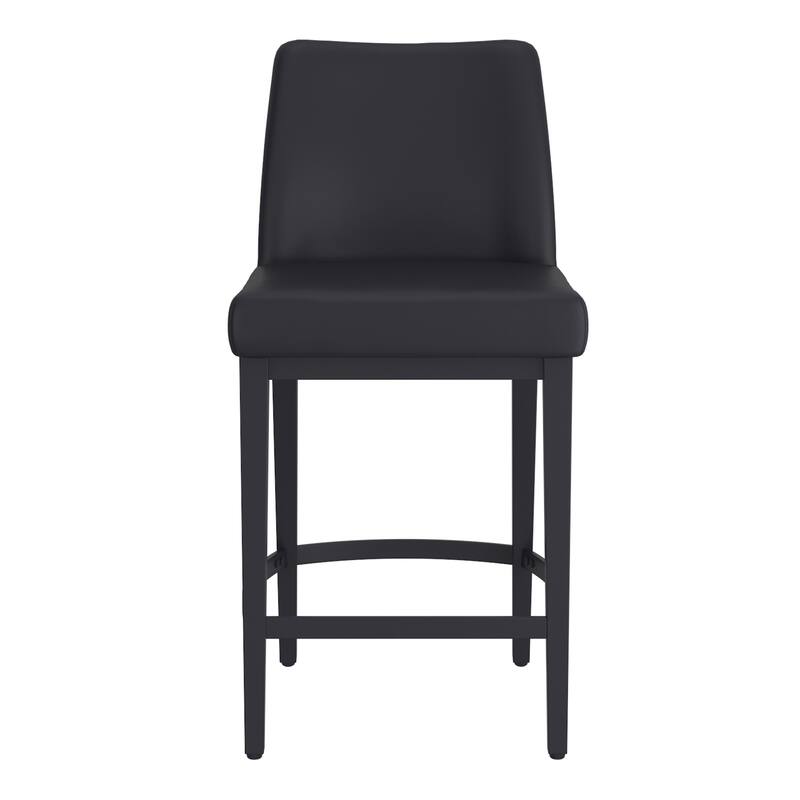 Modern Faux Leather and Metal 26" Counter Stool, Set of 2 - Beige and Black