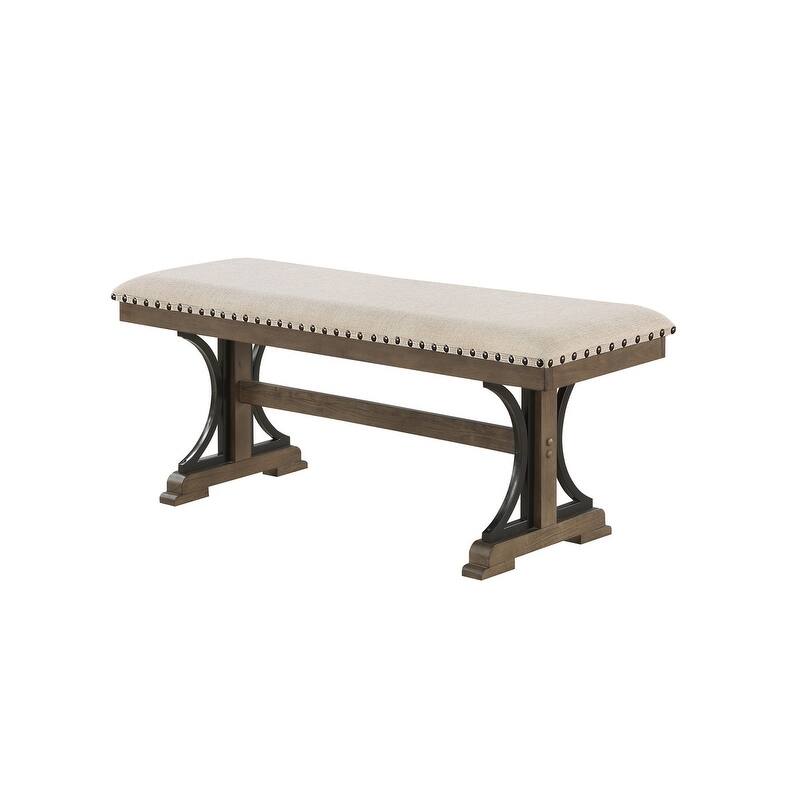 Best Quality Furniture Upholstered Dining Bench - Brown Oak - Beige