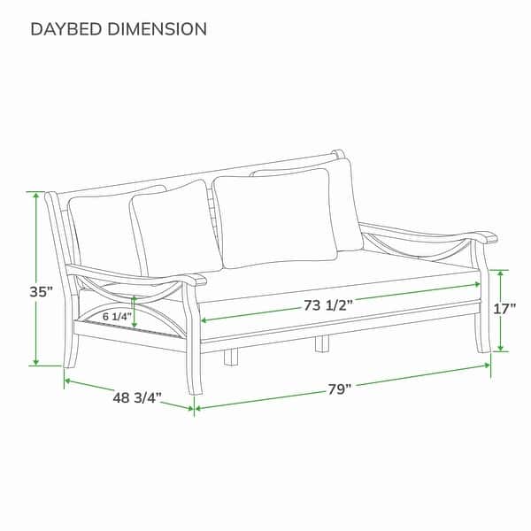 dimension image slide 1 of 2, Cambridge Casual Lowell Teak Patio Daybed with Cushion