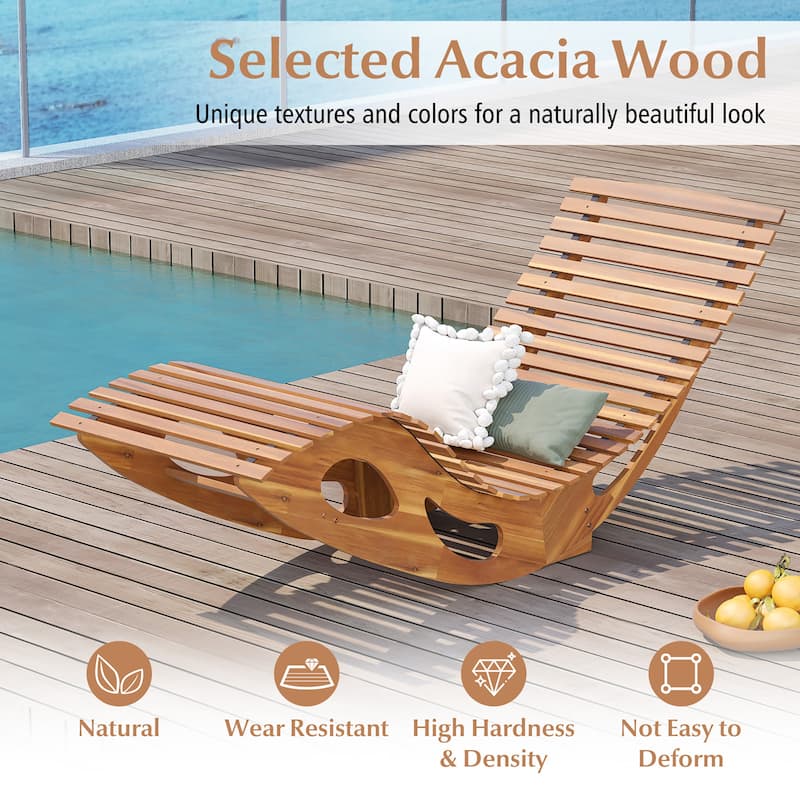 Gymax 2PCS Outdoor Chaise Lounge w/ High Back Slatted Seat Stopper