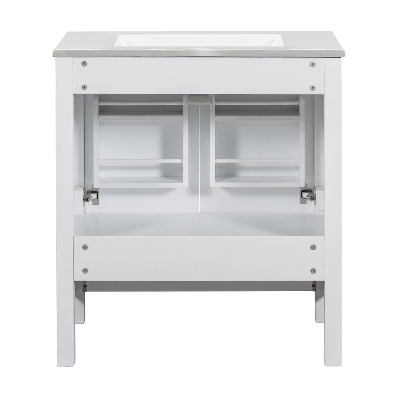 Single Sink Vanity for Bathroom Freestanding Storage Cabine with Double Door Organizers, Divided Drawer and Soft-Close Doors