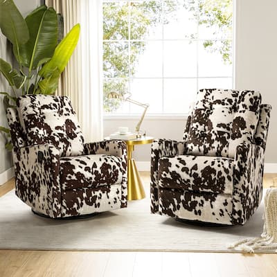 Arlette Floral Manual Swivel Recliner with Tufted Back Set of 2
