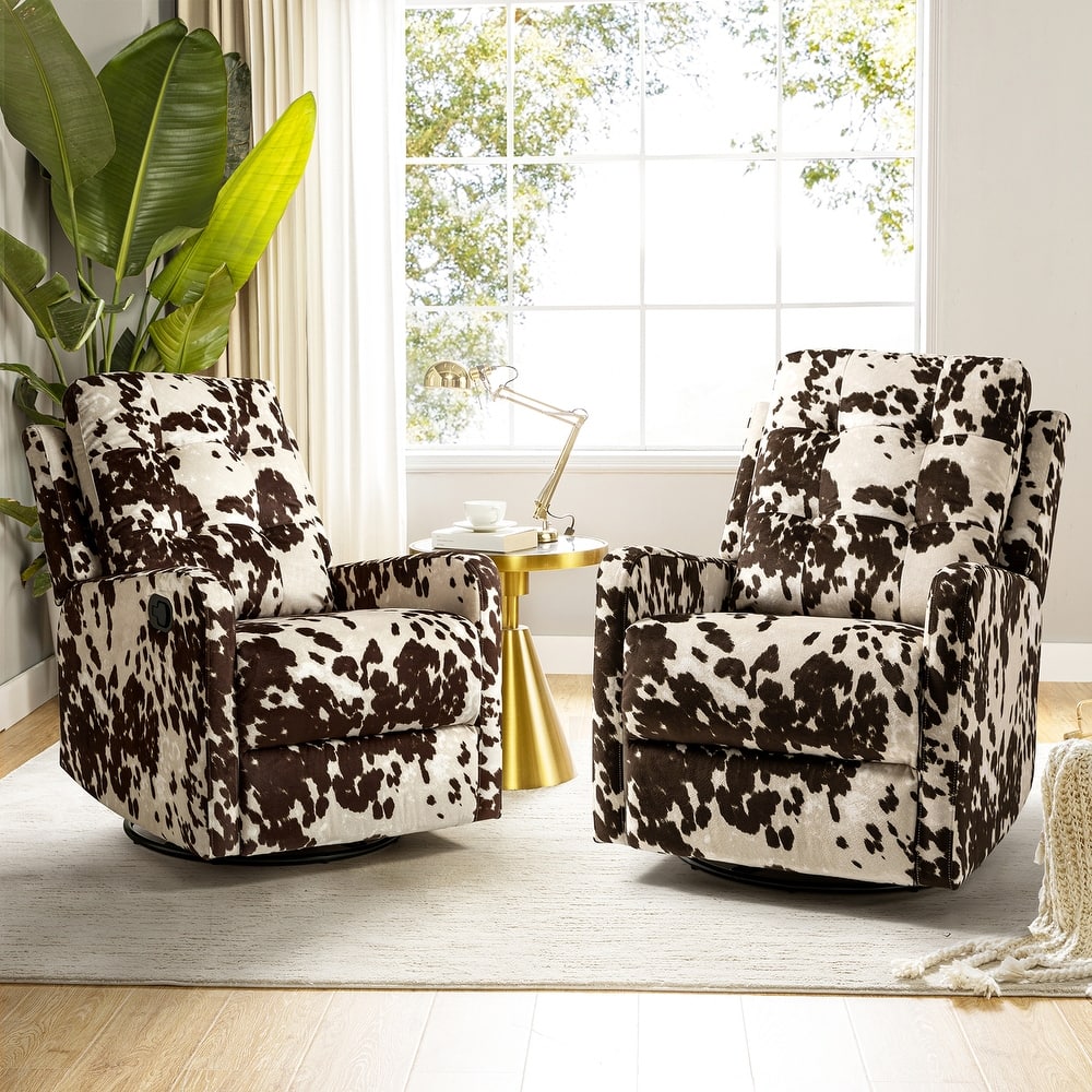 Arlette Floral Manual Swivel Recliner with Tufted Back and Angle Adjustment Button Set of 2