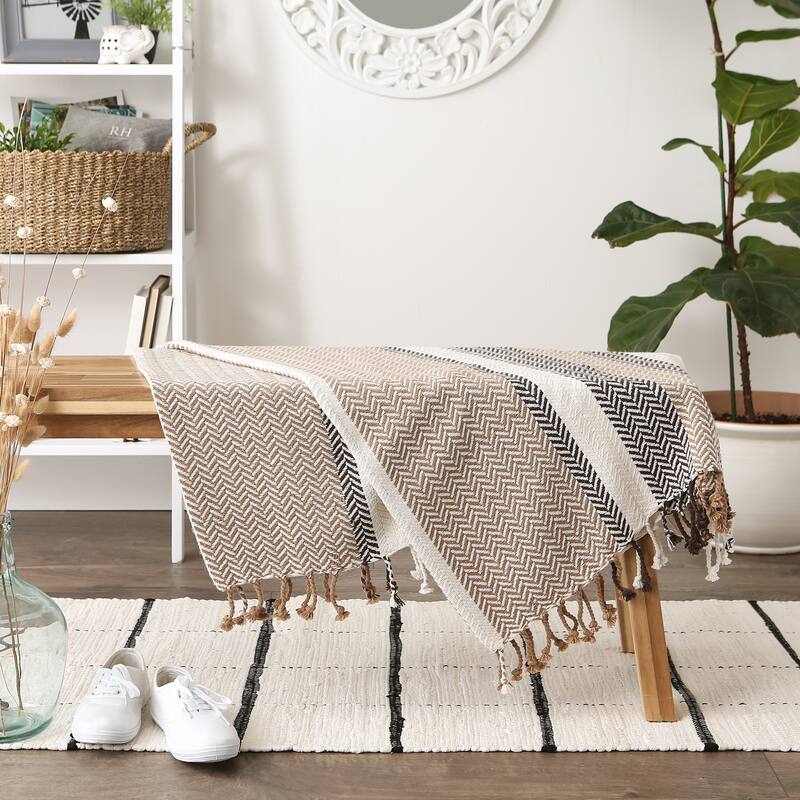 DII Herringbone Stripe Decorative Throw