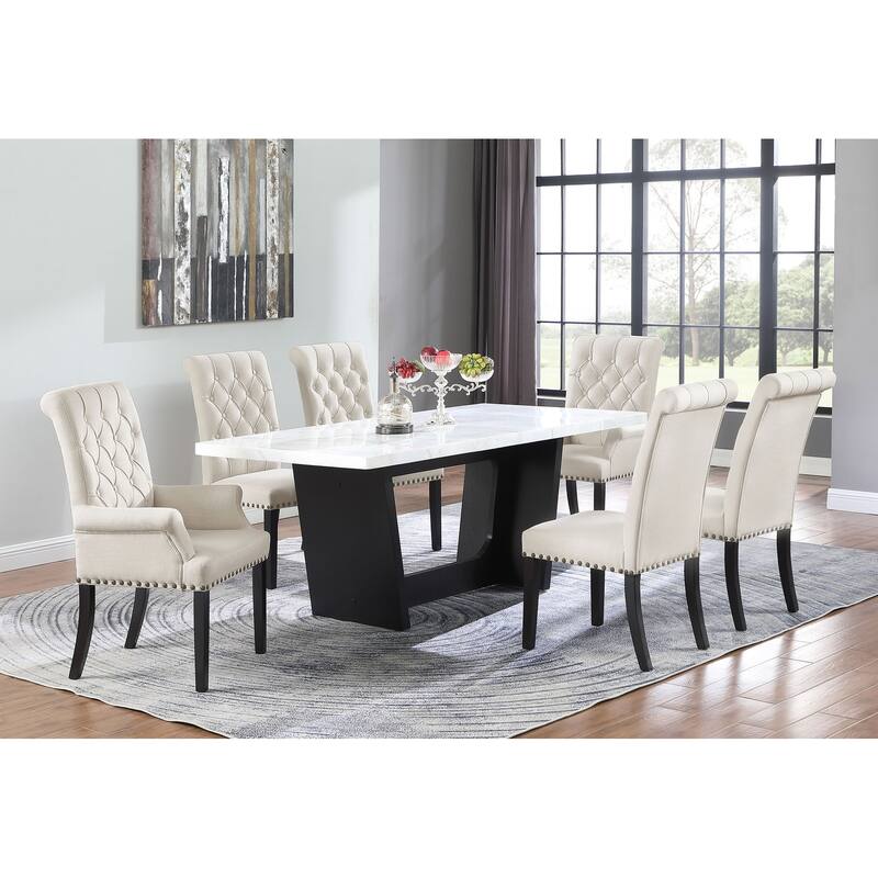 2pc Set Luxurious Feel Button-Tufted High Back Elegant Rolled Top Velvet Fabric Upholstered Nailhead Trim Tapered Legs