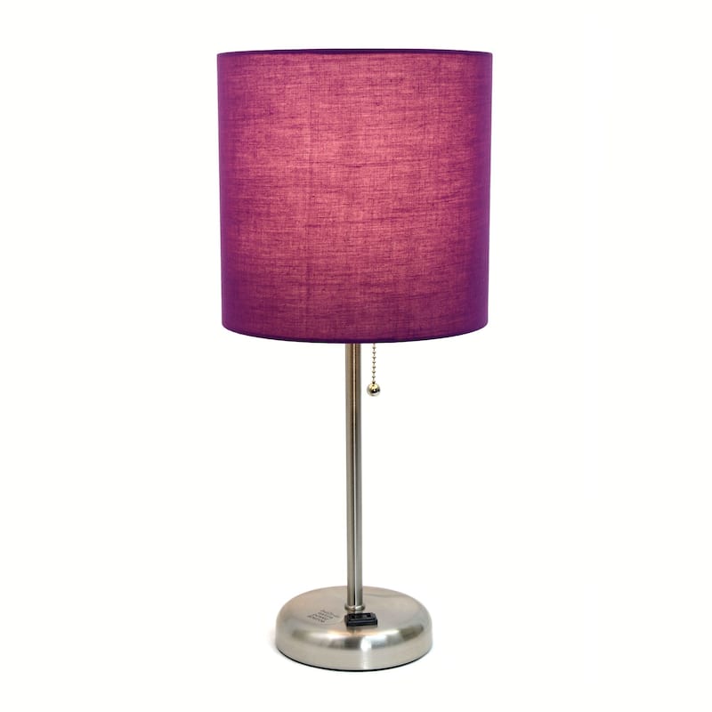 Stick Base Bedside Table Desk Lamp with Drum Shade - 19.5" - Purple