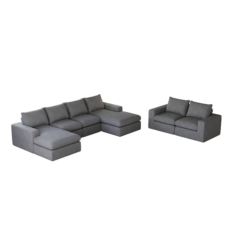 99" Corduroy L-Shaped Sectional Sofa with Chaise Lounge, 3 Pillows and No Assembly Required