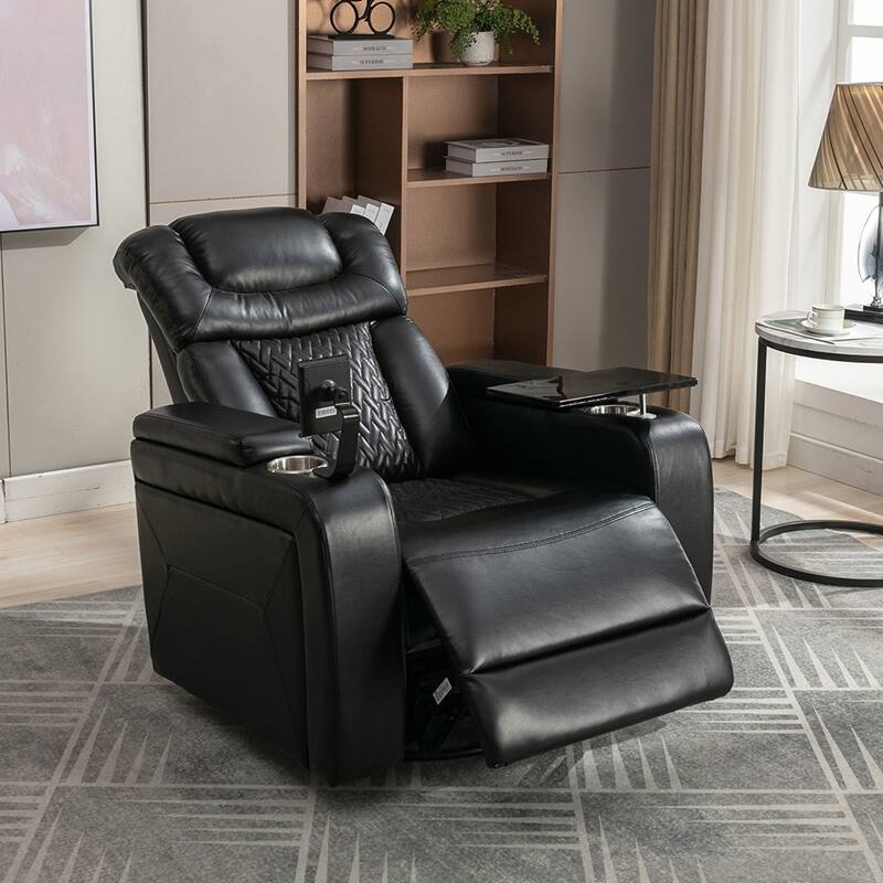 270° Swivel Power Recliner, Media Chair with Multi-Tray and Storage