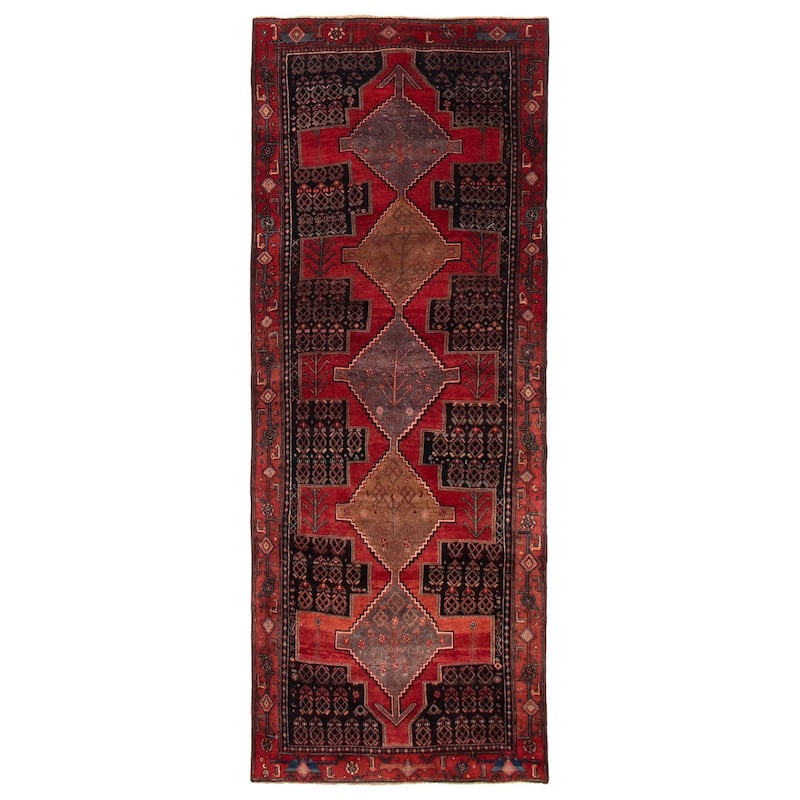ECARPETGALLERY Hand-knotted Andelz Red Wool Rug - 4'4 x 11'1 - Red - 4'4 x 11'1