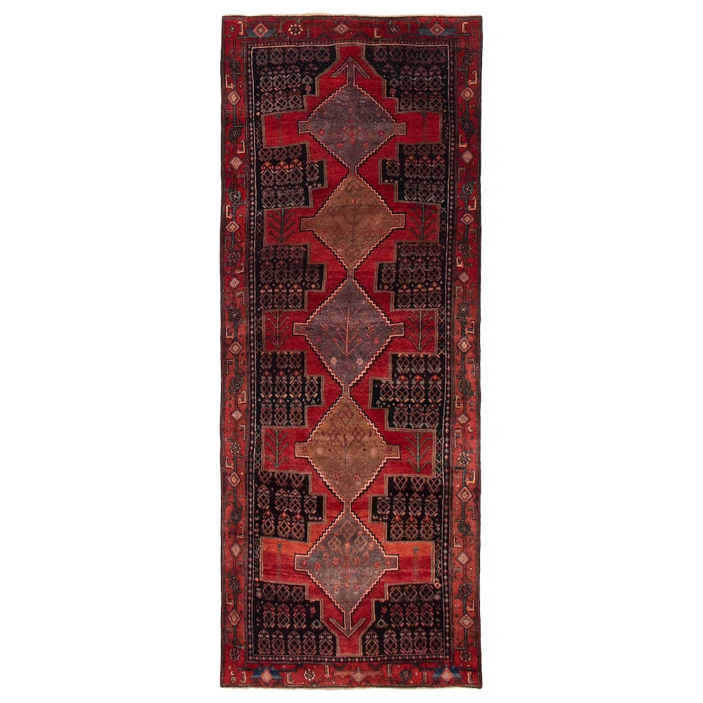 ECARPETGALLERY Hand-knotted Andelz Red Wool Rug - 4'4 x 11'1