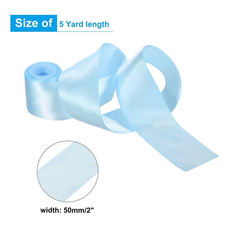 2" 5 Yard Double Faced Solid Satin Ribbon Polyester Fabric - Light Blue