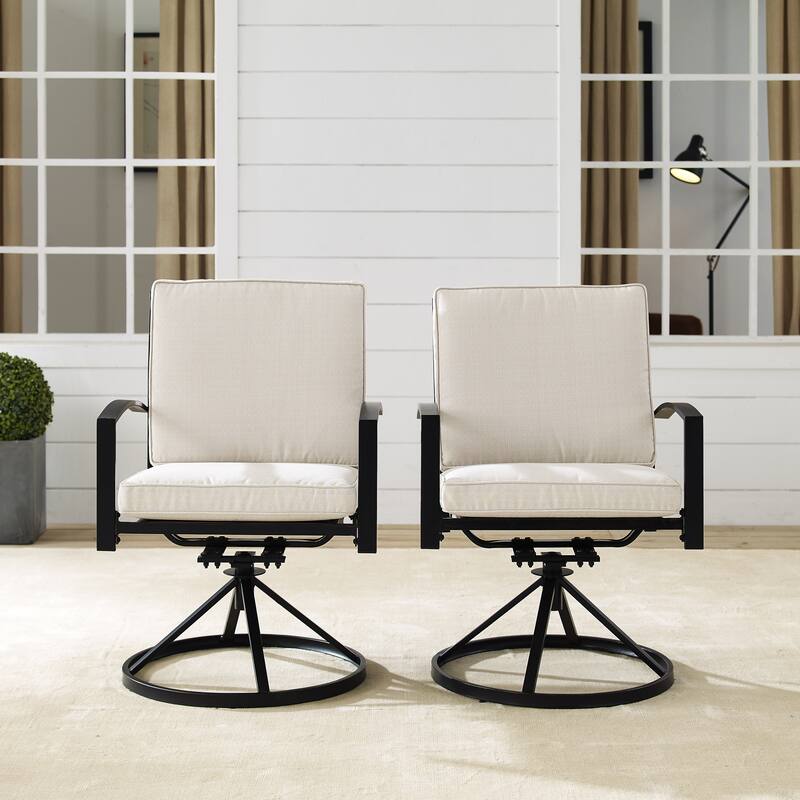 Crosley Kaplan 2Pc Outdoor Dining Swivel Chair Set - 24.75"W x 25"D x 37"H