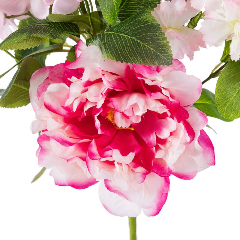 Glitzhome 28"H Set of 2 Pink Hydrangea, Peony & Cherry Pick