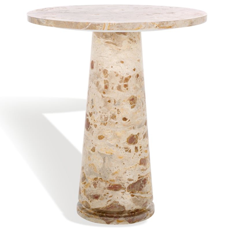 SAFAVIEH Couture Ghicu Tall Round Marble Accent Table - 22 In W x 21 In D x 24 In H - 21"W x 21"D x 24"H