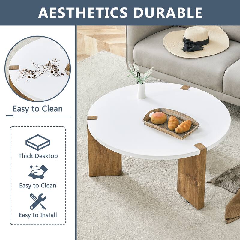Unique Embedded Design Coffee Table with Three Table Legs Dining Table End Table Accent Table