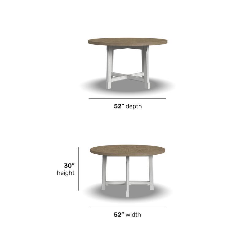 Melody White Wood Round Dining Table - 52" x 30" x 52"
