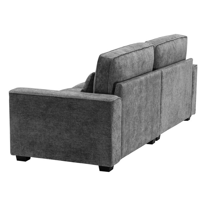 Modern Fabric Loveseat with Plush Cushions and 2 Pillow Upholstered Deep Seat Sofa, Solid Wood Frame Lounge Couch