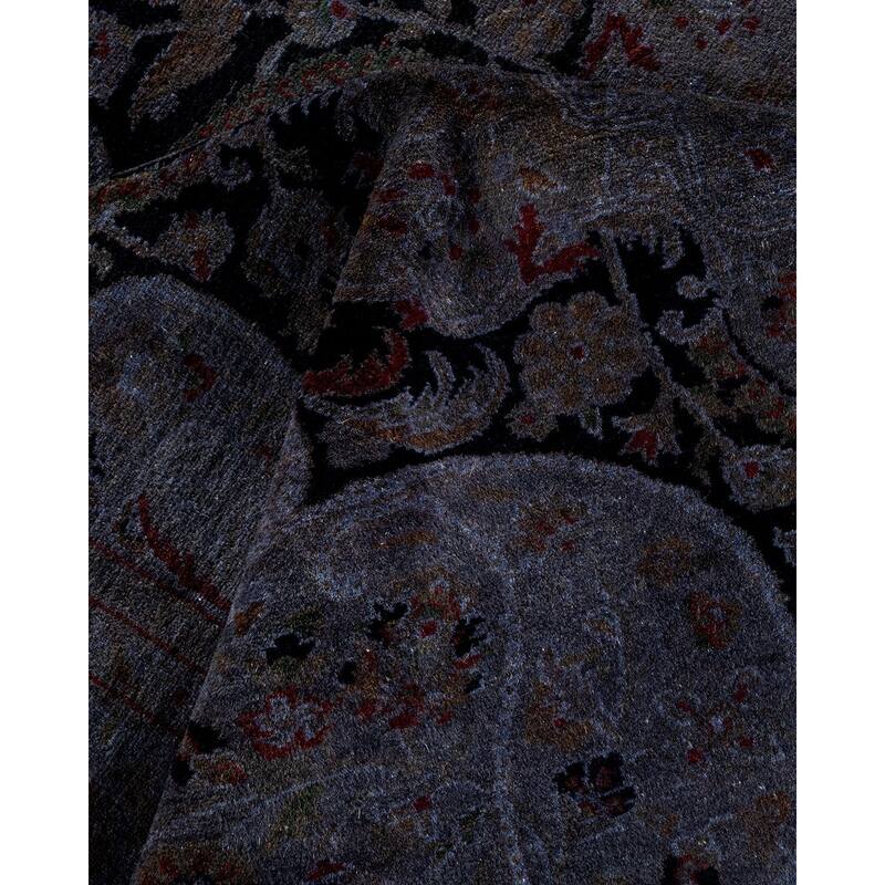 Overton Hand Knotted Wool Vintage Inspired Modern Contemporary Overdyed Gray Area Rug - 4' 8" x 6' 8"