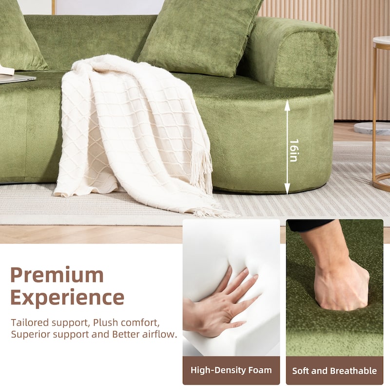 XINMICS 78.74'' Modern Sectional Sofa, 2-Seater Chenille Sofa with 2 Pillows, U-Shape Foam Sofa No Assembly Required