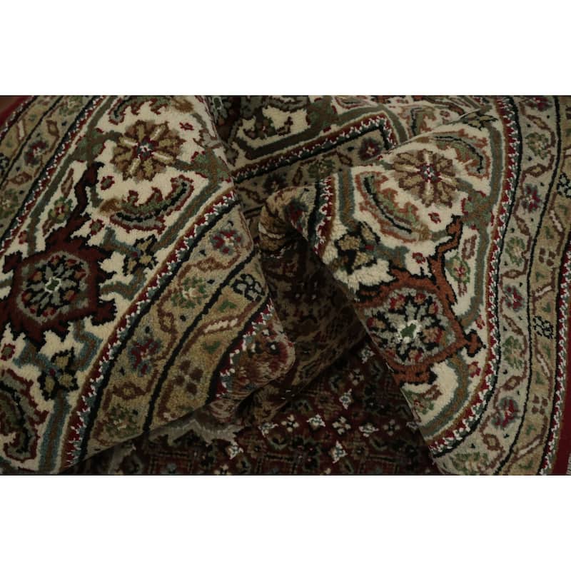 Hand Knotted Oriental 100% Wool Carpet Traditional Floral Red Tabriz-Mahi Area Rug - 9' 2'' X 5' 9''