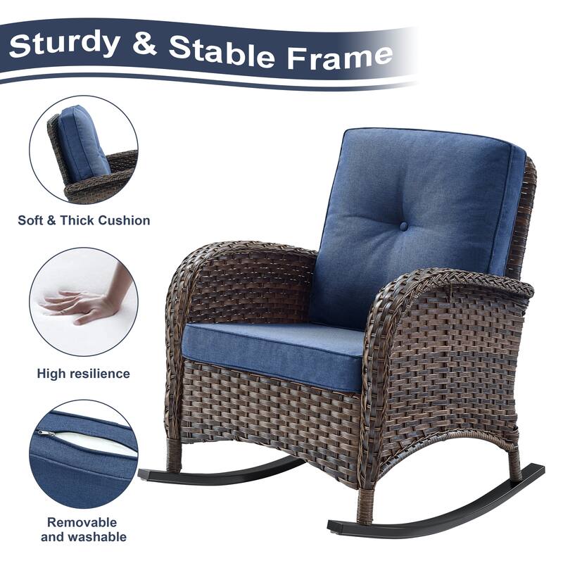 Patio Loveseat Sofa Rocking Chair Coffee Table