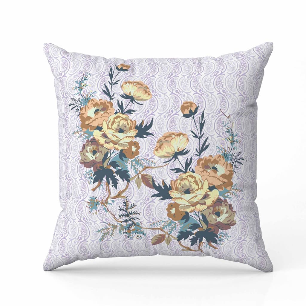 Rosemary Rosebuds Indoor/Outdoor Reversible Throw Pillow Orange and Purple