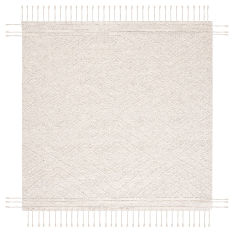 SAFAVIEH Handmade Natura Silena Wool Rug - 6' Square - Ivory/Black