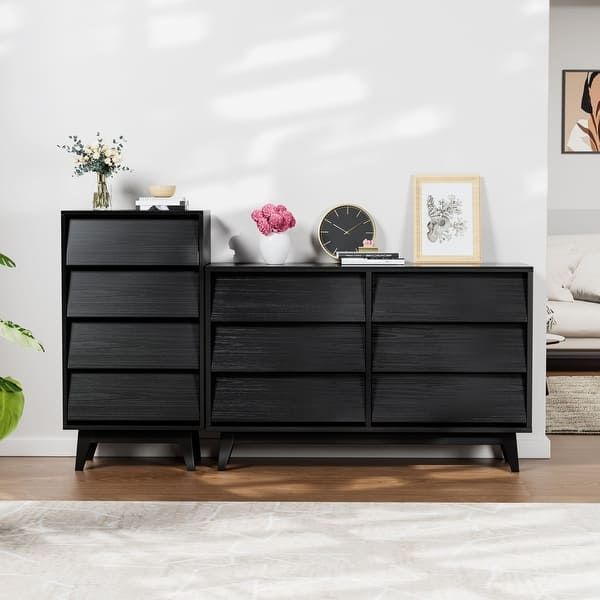 black dresser vintage Atten 4-Drawer Tall Dresser