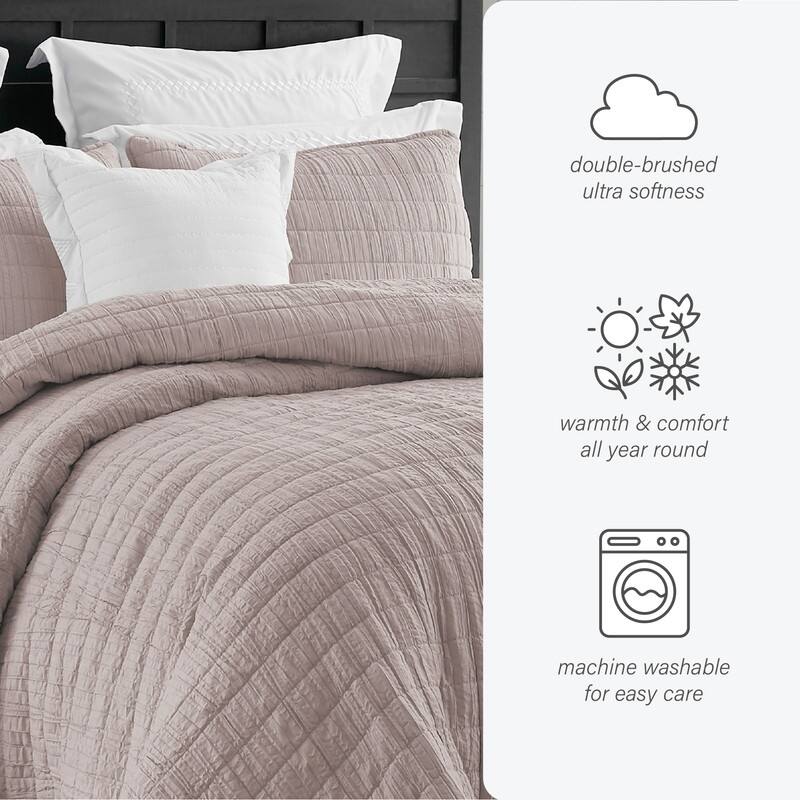 Swift Home Crinkle Enzyme Wash Oversized Coverlet/Bedspread Quilt Sets