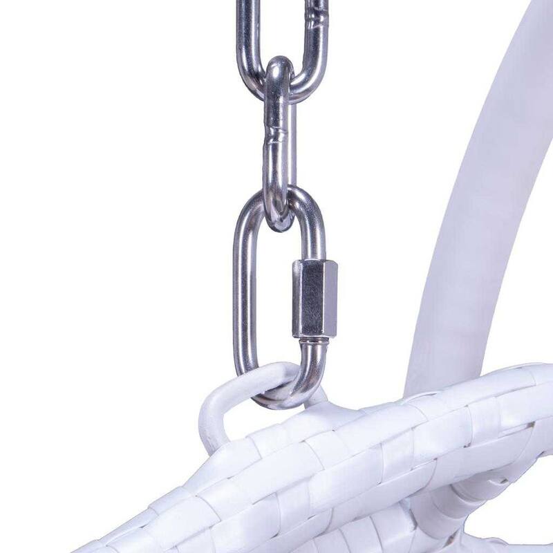 Egg-Shaped Swing Chair with Stand 2-Person Outdoor Patio Swing - Iron Frame & All-Weather Washable Cushions