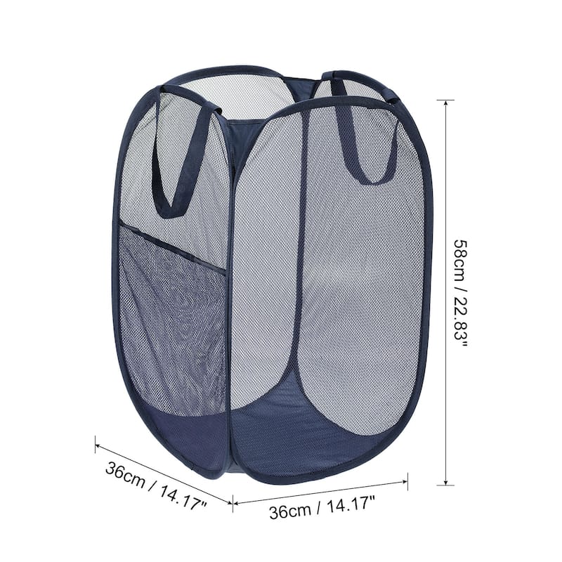 Mesh Laundry Hamper, Collapsible Laundry Baskets Bag, 1 Pcs - 14.17" x 14.17" x 22.83" - Blue