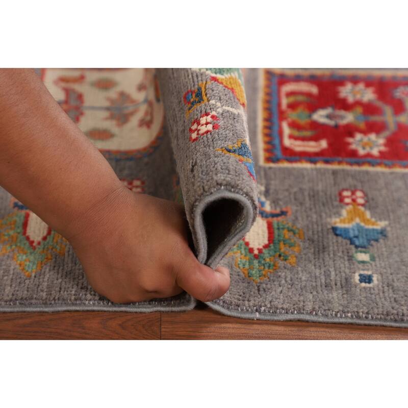 Garden Design Kazak Oriental Accent Rug Handmade Wool Carpet - 3'7" x 4'11"
