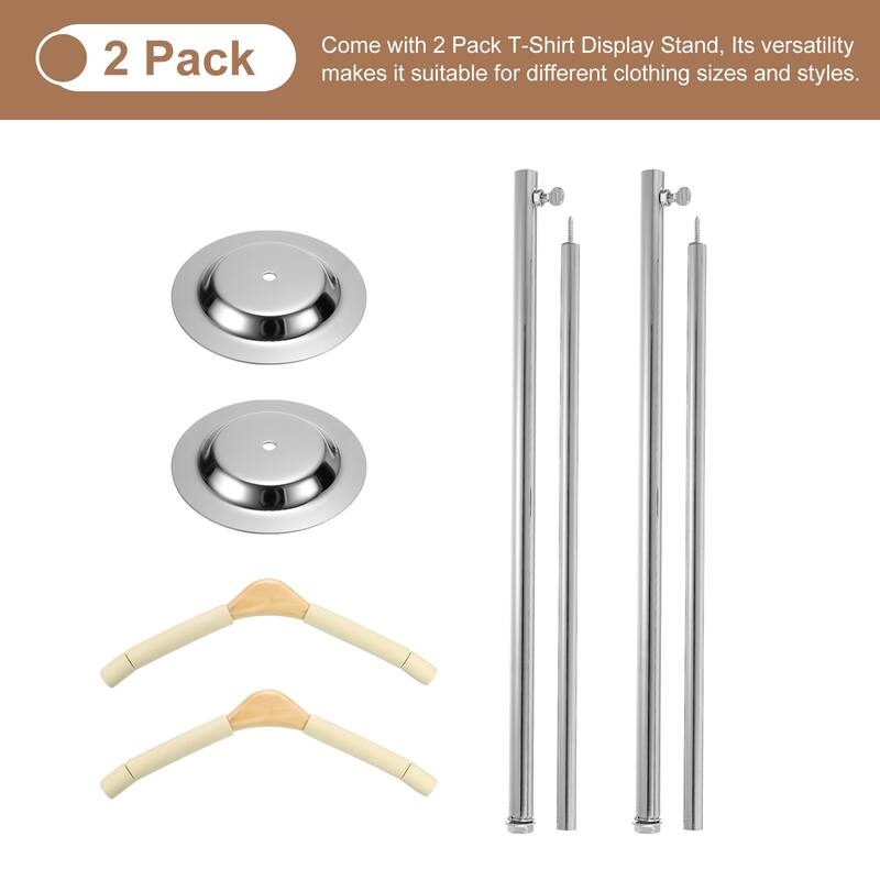 Shirt Display Stand, 2Pcs Stainless Steel Adjustable Women T-Shirt Rack