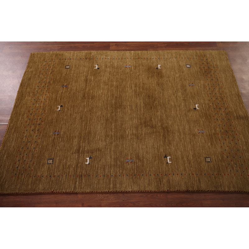 Little Animals Design Gabbeh Accent Rug Hand-Knotted Wool Carpet - 3'11"x 5'10"