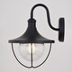 preview thumbnail 6 of 6, VAXCEL Dunlap 12.5 in. H 1-Light Black Coastal Outdoor Wall Sconce, Durable Steel, Clear Seeded Glass Shade, LED Compatible