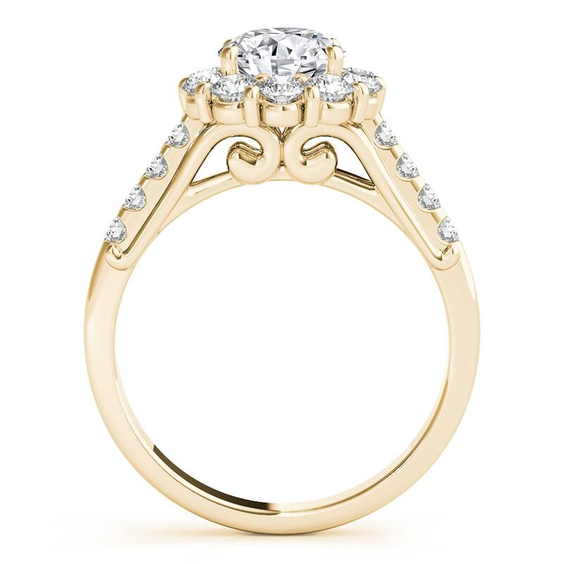 Auriya 14k-Yellow Gold Lab Grown Round Diamond Halo Engagement Ring 0.50 to 5.00 ct. tw. (F-G VS)